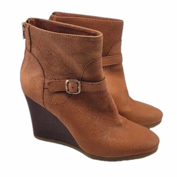 J. Crew beautiful camel colour leather wedge ankle boots. EUC - Picture 1 of 12